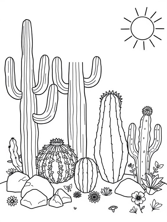 diverse cacti shapes illustration