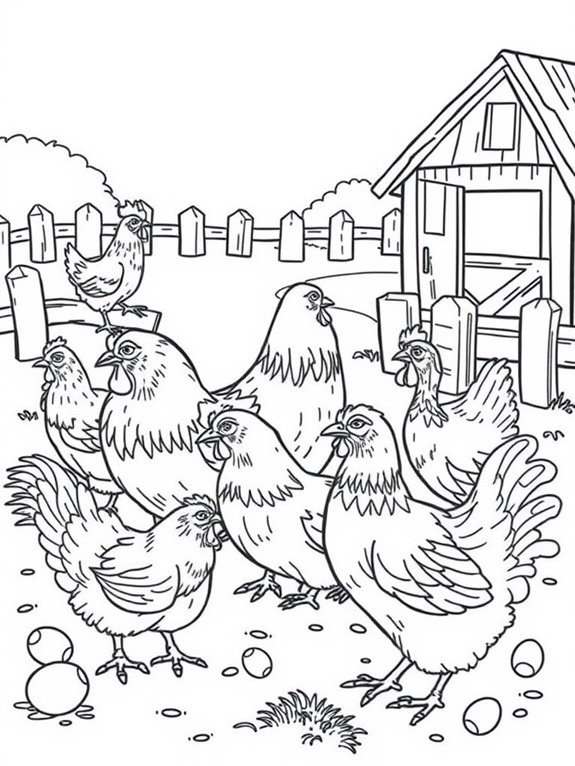 diverse chicken breeds illustration