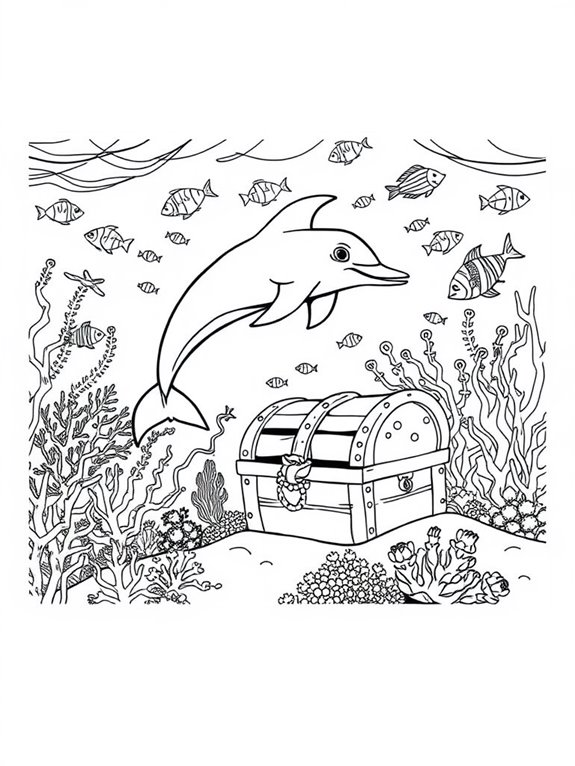 dolphin and treasure chest