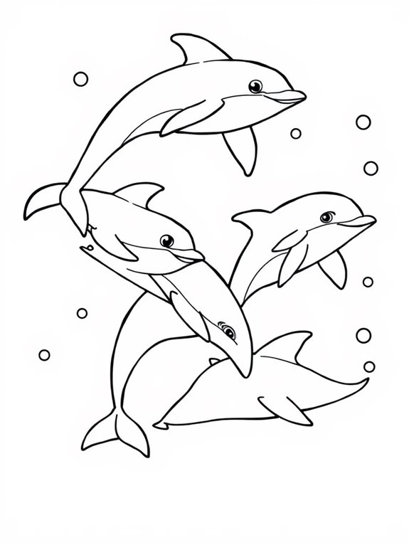 dolphins swimming together coloring