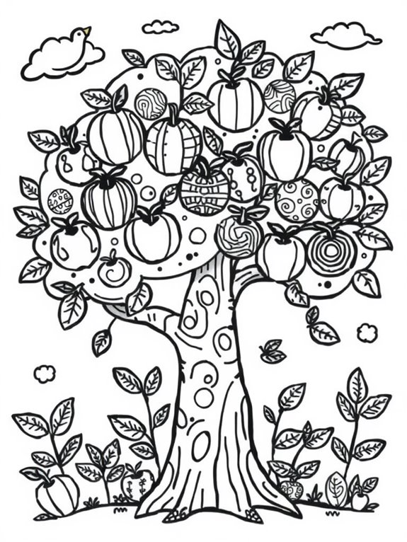 doodle apple tree patterns