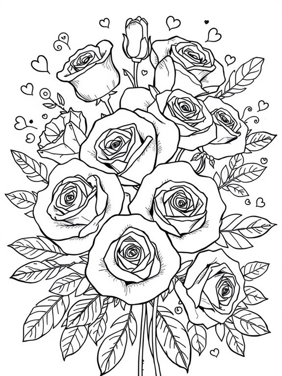 doodle rose coloring page