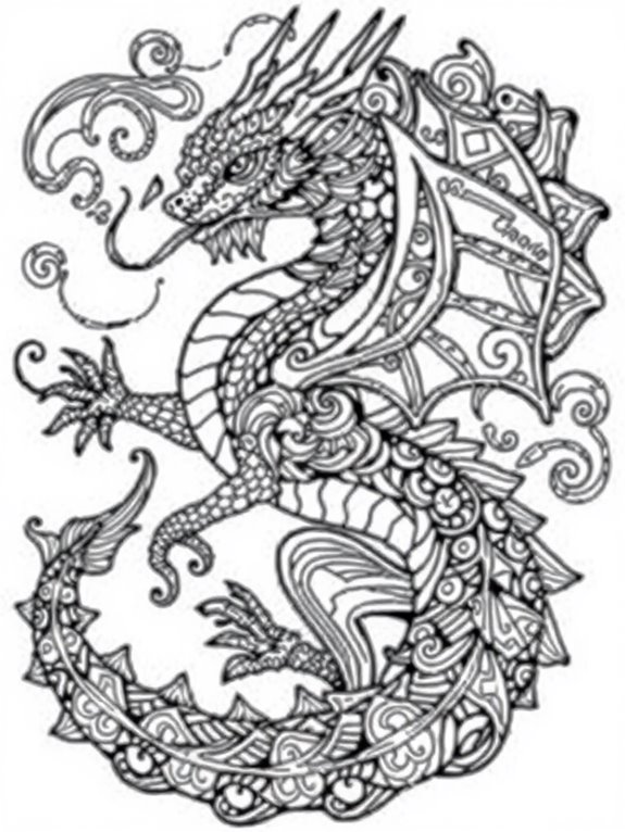 dragon coloring page design