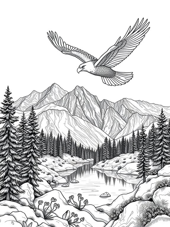 eagle soaring in mountains