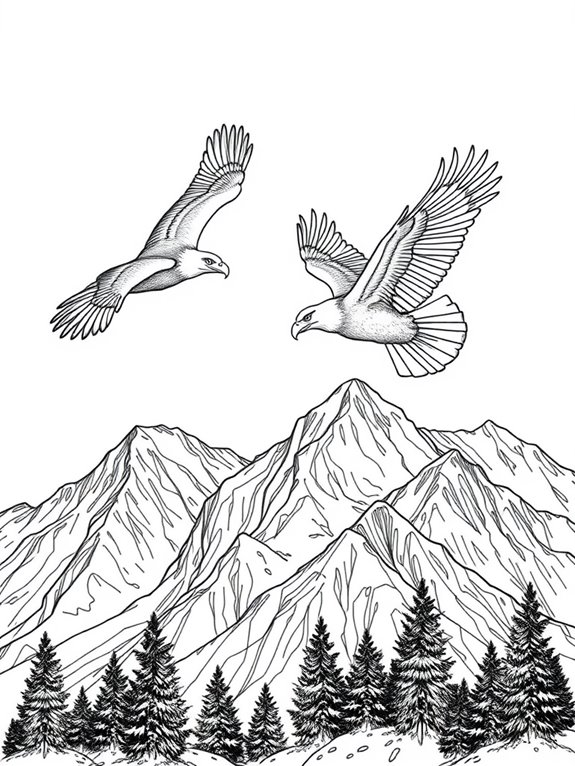 eagles soaring above mountains