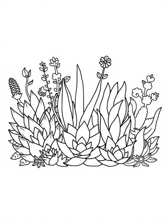 easy succulent coloring page