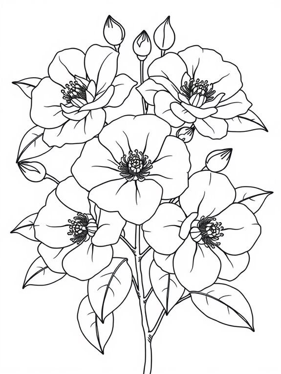 elegant camellia coloring page