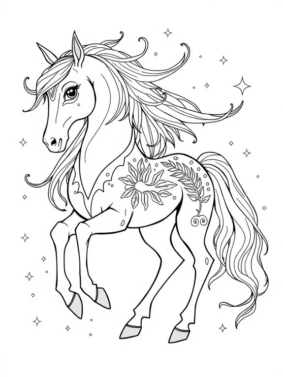 elegant flowing haired elf horse