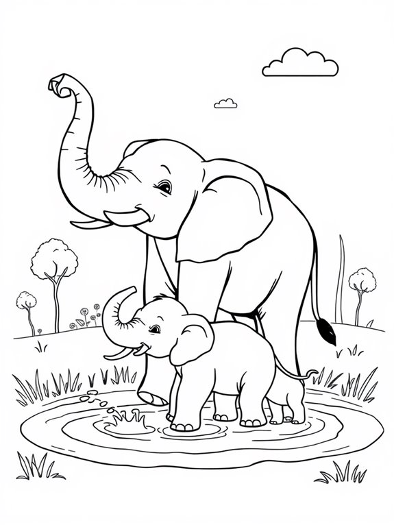 elephant themed coloring page design