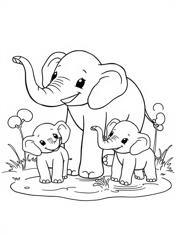 elephants coloring page activity