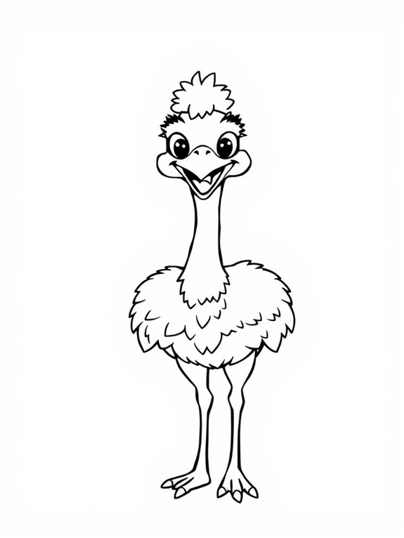 emu smiling coloring page