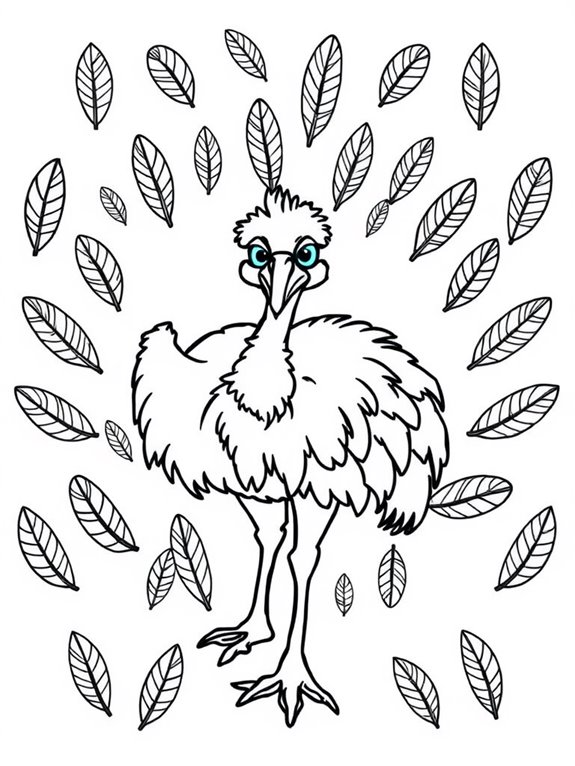 emus feather coloring page