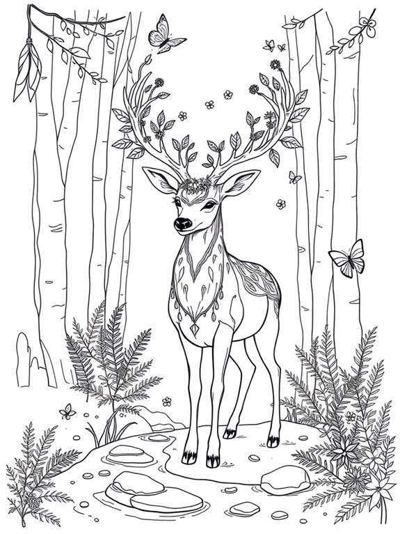 enchanted forest deer coloring