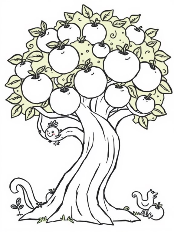 exaggerated cartoon apple tree