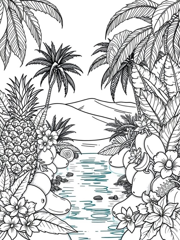 exotic fruits coloring page