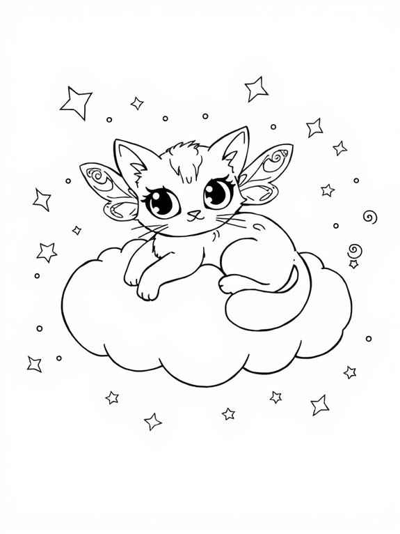 fairy cat on cloud