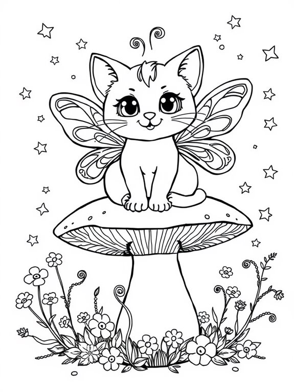 fairy cat on mushroom