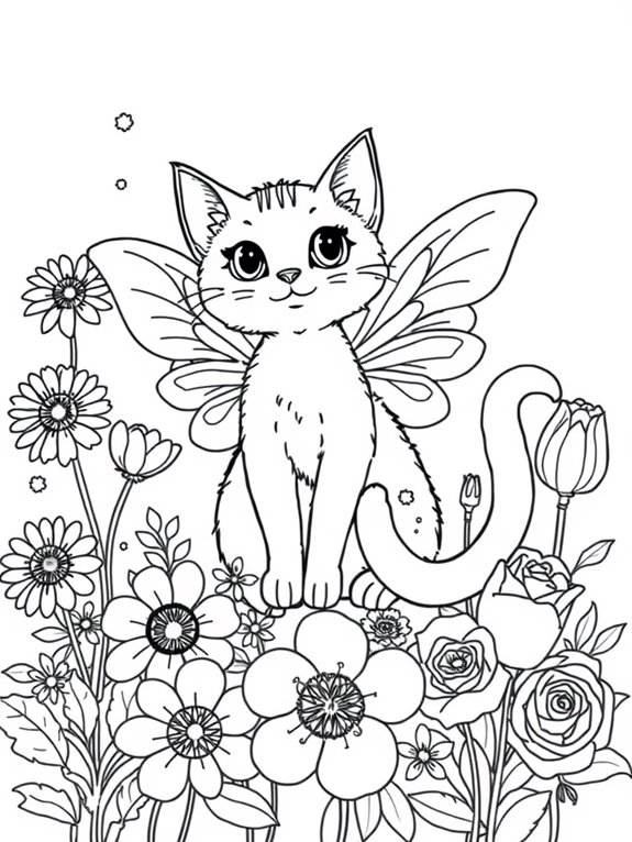 fairy cat with flowers