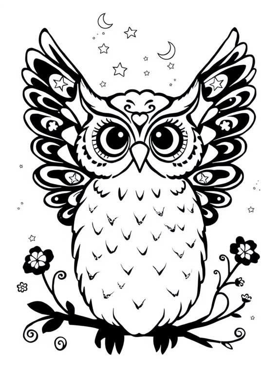 fairy owl silhouette coloring page