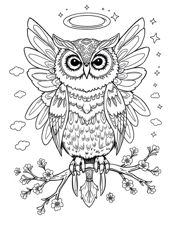 fairy owl wings coloring page