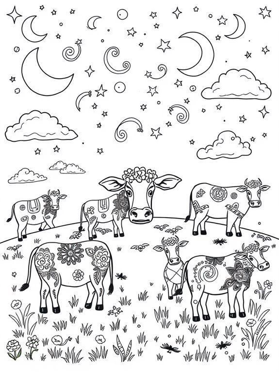 fantasy cows with celestial elements