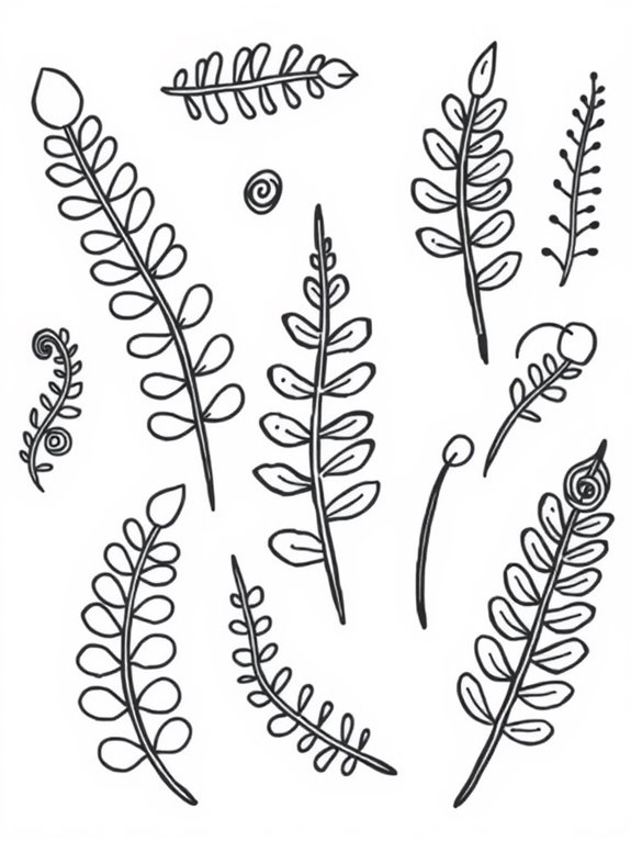 ferns coloring page activity