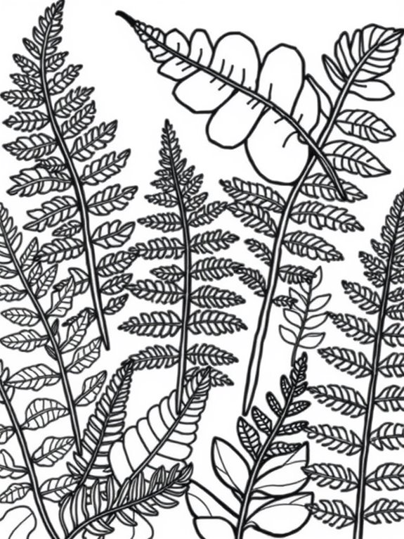 ferns coloring page design