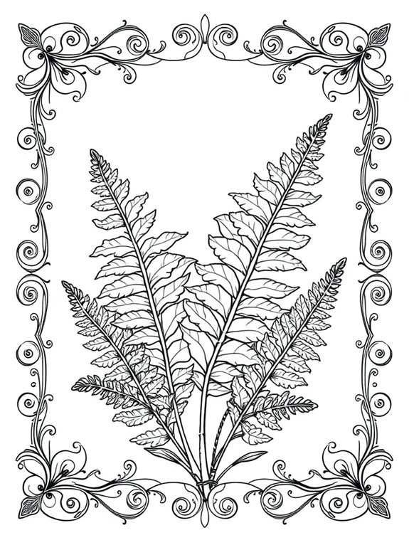 ferns with decorative borders