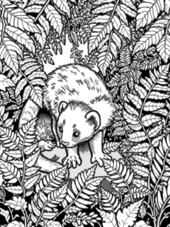 ferret in fern forest