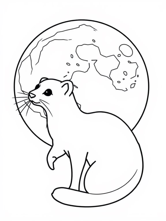 ferret silhouette moon illustration