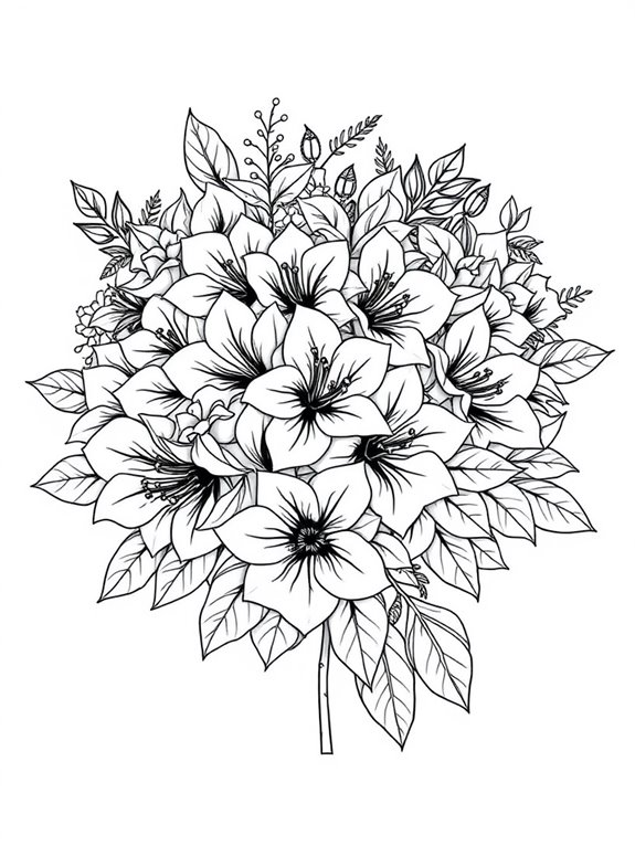 festive azaleas coloring page