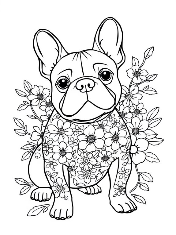 floral patterned bulldog coloring