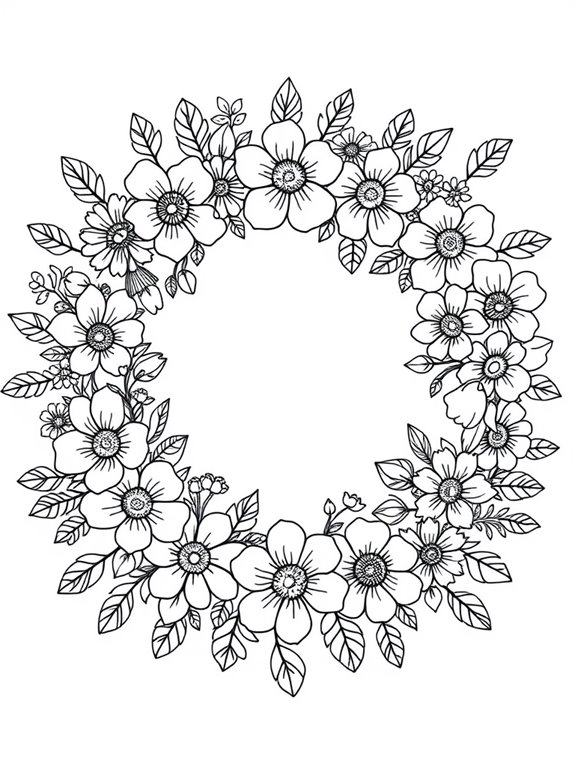 floral wreath coloring activity