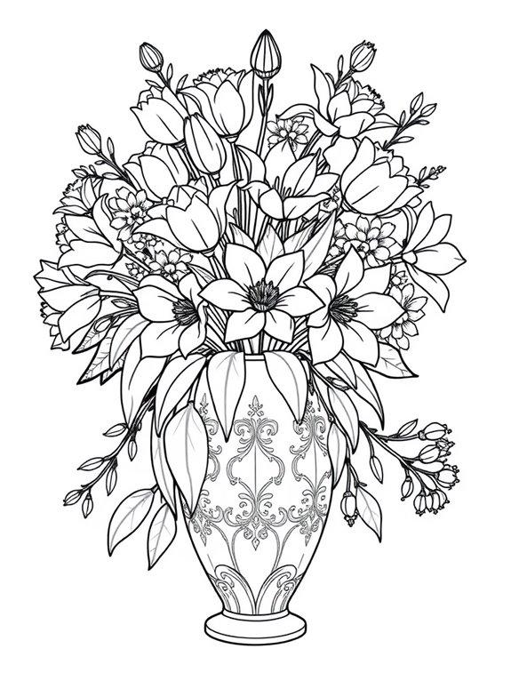 flower vase coloring page