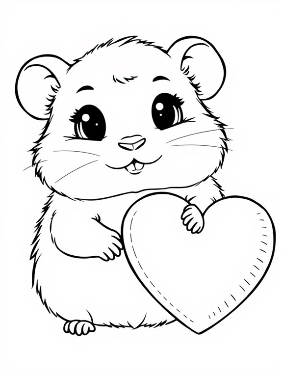 fluffy hamster with heart