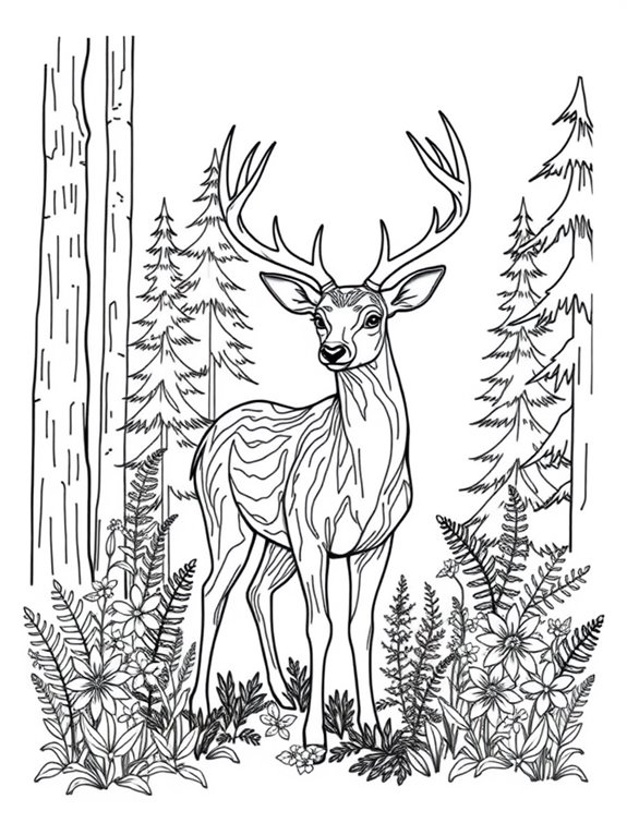 forest deer coloring page