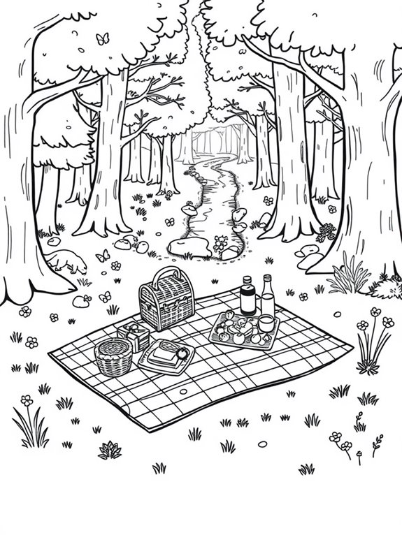 forest picnic coloring page