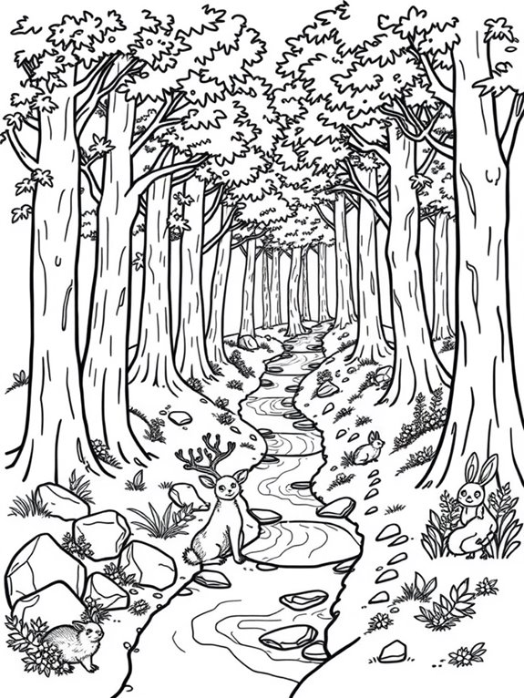 forest scene coloring paths