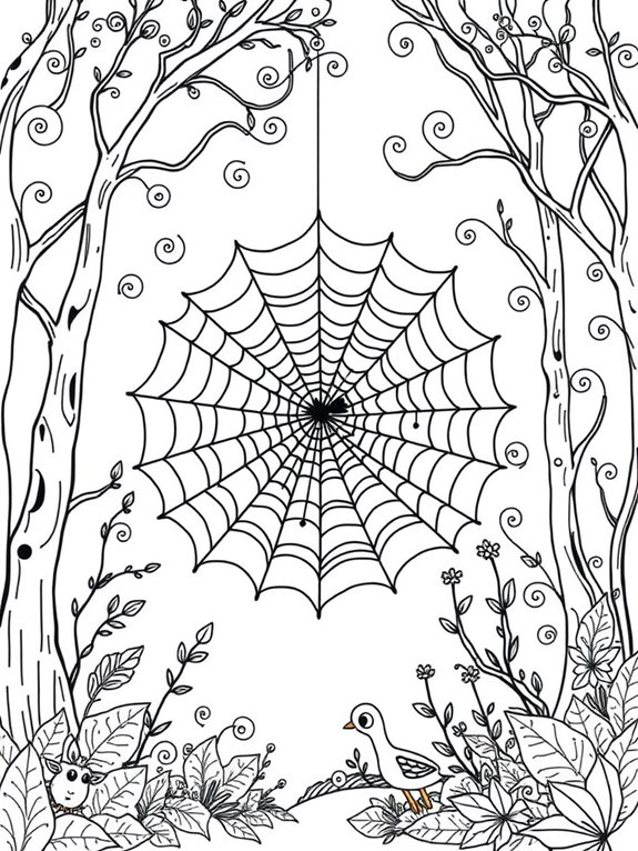 forest spider web scene