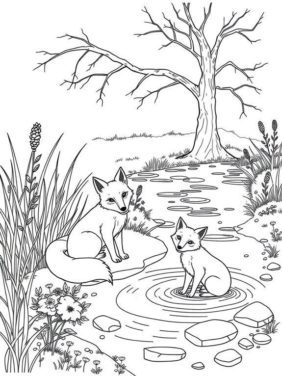 foxes by the stream