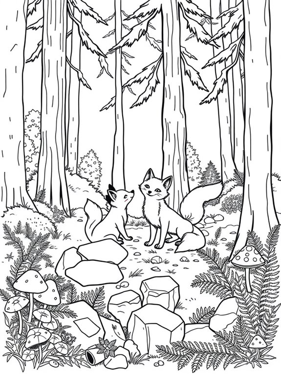 foxes in a forest