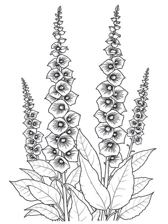 foxglove floral design coloring