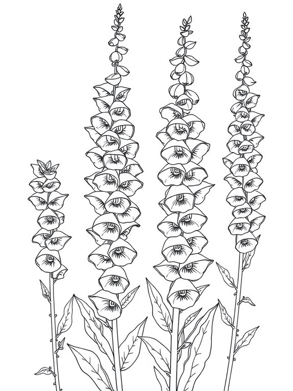 foxglove flower coloring page