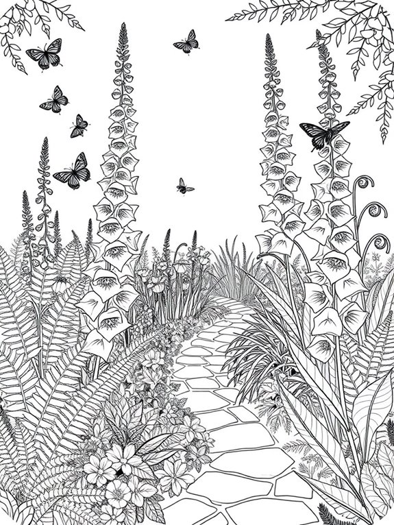 foxglove garden coloring page