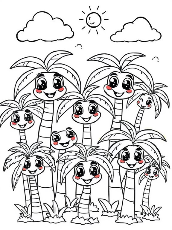 friendly cartoon palm trees