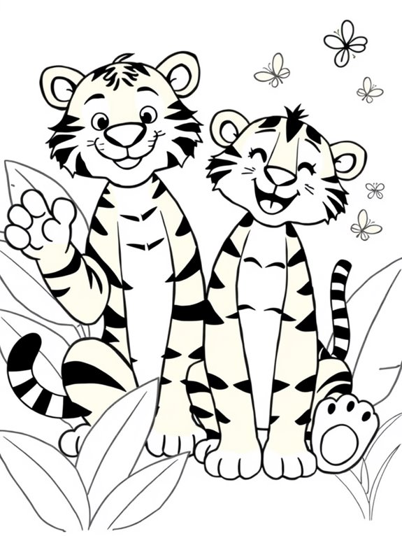 friendly cartoon tiger coloring