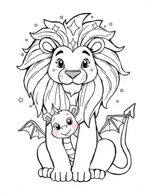 friendly dragon with lion