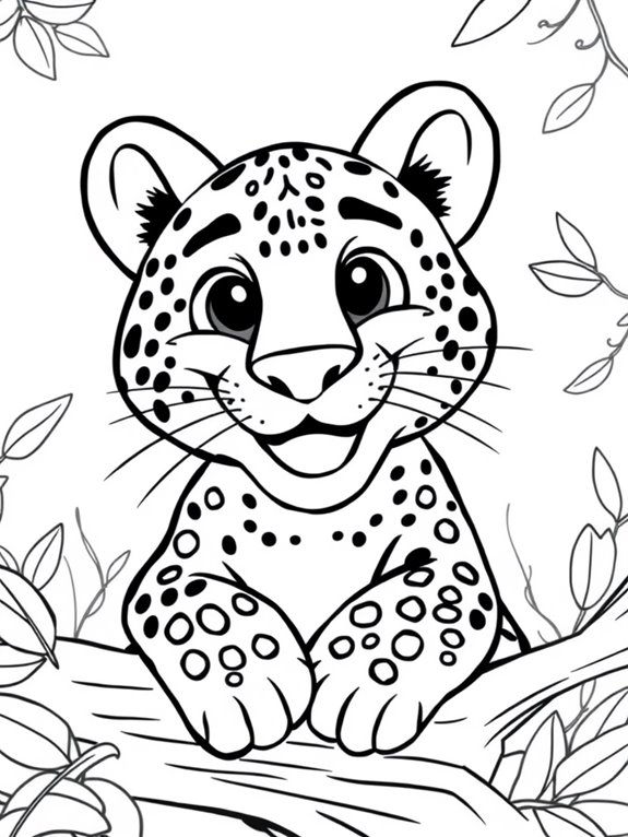 friendly leopard coloring page