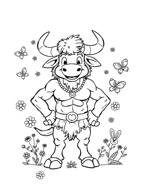 friendly minotaur coloring activity