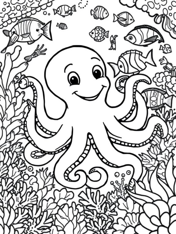 friendly octopus coloring page